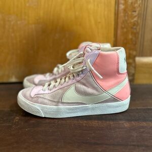 Nike Pink and White High-Top Sneakers